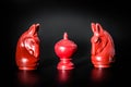 Two Red Thai Knight and King chess piece on Black background with selective focus Royalty Free Stock Photo