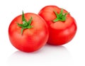 Two red tomatoes isolated on white background Royalty Free Stock Photo