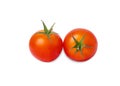 two red tomatoes isolated on the white background