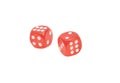 Two red transparent dice on white Royalty Free Stock Photo