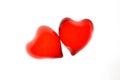 Two red transparent hearts