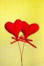 Two red velvet hearts, concept of valentine day Royalty Free Stock Photo