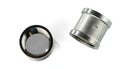 Two regular couplings of white metal with internal thread Royalty Free Stock Photo