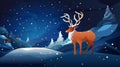 two reindeers standing on snowy mountain happy new year holiday celebration template landscape background