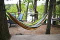 Two Relaxing Hammocks Overlooking Lake at Cabin in the Woods