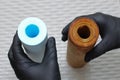 Two replaceable used water filters. Replaceable dirty filters for filtration of reverse osmosis water.