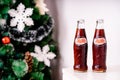 Two Retro Bottles of Pepsi Cola in an elegant Christmas Design