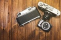 Two retro cameras and light meter