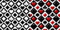 Two retro decorative chess cell seamless pattern background with playing card suit symbols Royalty Free Stock Photo