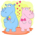 Two rhinos cartoon vector illustration Royalty Free Stock Photo