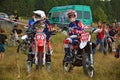 Two riders to sit on a motorcycle enduro Royalty Free Stock Photo