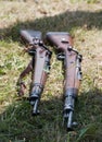 Two rifles in the grass Royalty Free Stock Photo