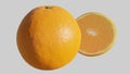 Two halves of a fresh orange on a white background Royalty Free Stock Photo