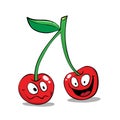 Two ripe happy cherries