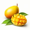 Vector Illustration Of Halved Mangos On White Background