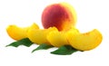 Two ripe peach with leaves Royalty Free Stock Photo