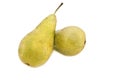 Two ripe pears on a white background. Royalty Free Stock Photo