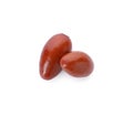 Two ripe red dates on white background, top view Royalty Free Stock Photo