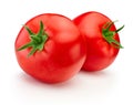 Two ripe red tomatoes vegetables isolated on white background Royalty Free Stock Photo