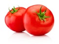 Two ripe red tomatoes vegetables isolated on white background Royalty Free Stock Photo