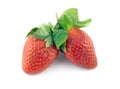 Two ripe strawberries isolated closeup Royalty Free Stock Photo