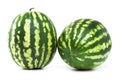 Two ripe watermelons berry on white background