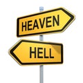 Two road signs - heaven hell choice