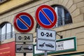 Road signs with no parking with removal of the vehicle.