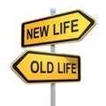 Two road signs - new life old life choice Royalty Free Stock Photo