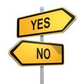 Two road signs - yes or no choice Royalty Free Stock Photo