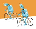 Two robots on a bike Royalty Free Stock Photo