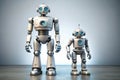 Two Robots of Different Sizes: Exploring Robotic Variations Royalty Free Stock Photo