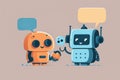 Two robots have a debate.This is a computer generated image AI generation