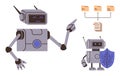Robots Organizing Data with File Structure and Cybersecurity Shield Royalty Free Stock Photo