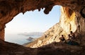 Two rock climbers having a rest Royalty Free Stock Photo