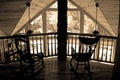 Two rocking chairs in sepia Royalty Free Stock Photo