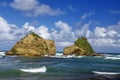 Two rocky little islands near Calibishie. Dominica island.