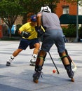 Two roller in-line hockey players in Washington Royalty Free Stock Photo