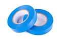 two Rolls of blue insulating tape isolated on a white background Royalty Free Stock Photo