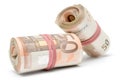 Two Rolls of Euro Bills Royalty Free Stock Photo