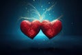 Two romantic hearts greeting card with bokeh copy-space for Valentine's Day