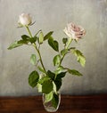 Two romantic pink roses on grunge texture Royalty Free Stock Photo