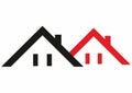 Two roofs, group houses, black and red colors, vector, eps. Royalty Free Stock Photo