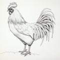 Minimalist Rooster Line Drawing Set - White Background