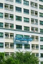 Two of rope access workers painting the facade of a modern building Royalty Free Stock Photo