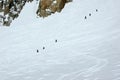 Two rope teams of climbers on the Mt Blanc Royalty Free Stock Photo