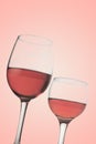 Two rose wine glasses