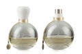 Two round bottles with perfume isolated on a white background Royalty Free Stock Photo