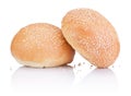 Two Round sandwich bun with sesame seeds Royalty Free Stock Photo