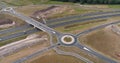 Two Roundabouts Over a Highway, Static Shot - Joure, Friesland, The Netherlands, 4K Drone Footage